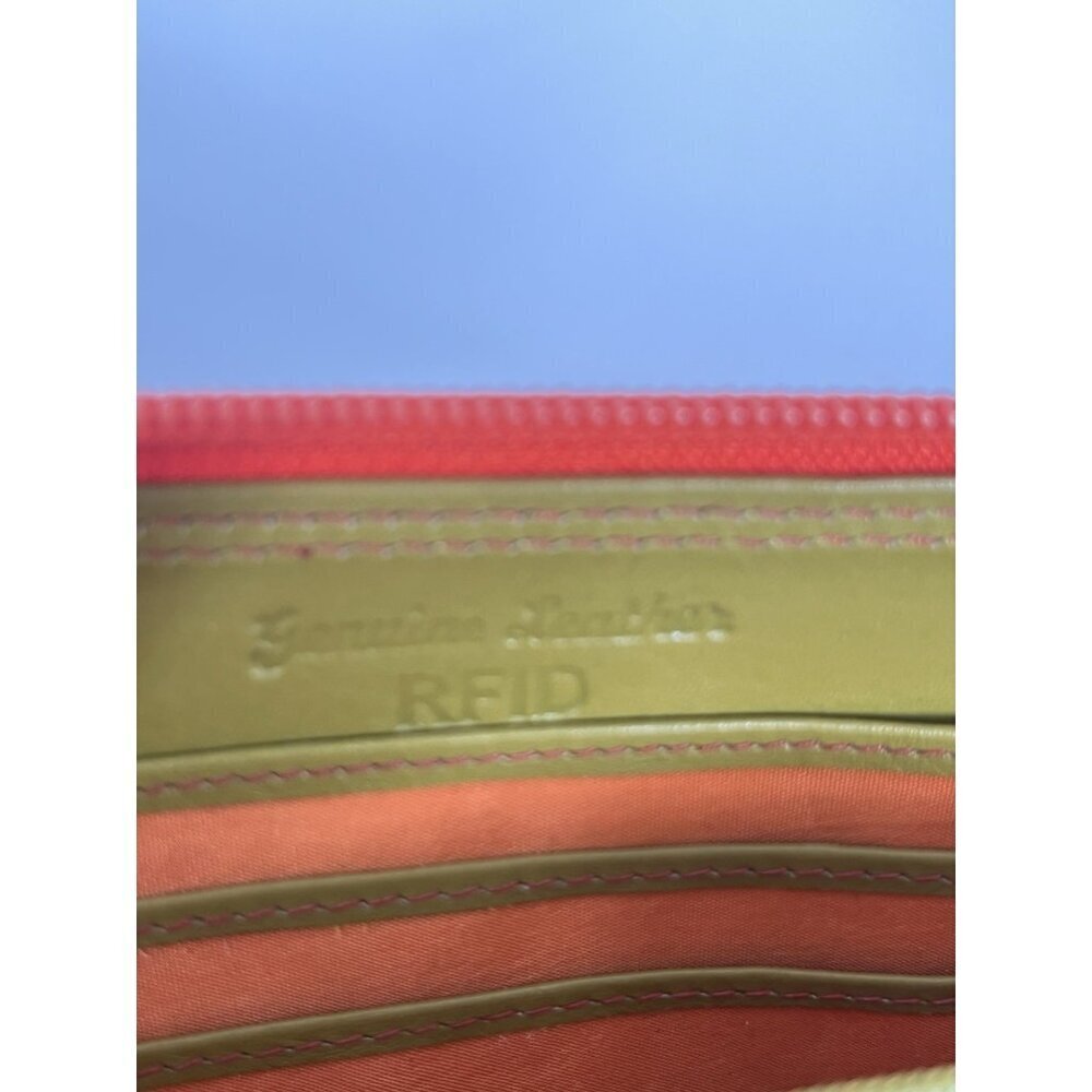 RFID Colorblock Crossbody Mini Bag Leather Travel Red Orange Blue - Picture 8 of 8